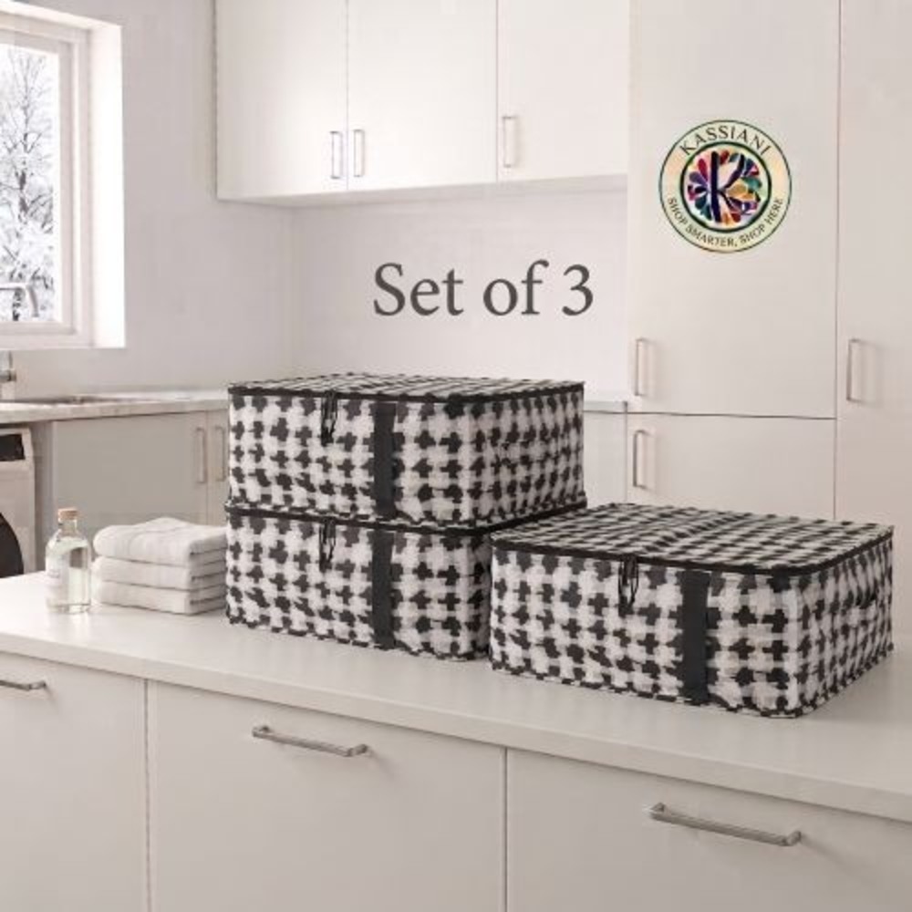 IKEA SÄCKKÄRRA Under Bed Storage Box Zippered Organizer Bag 22x19x7" Set of 3
